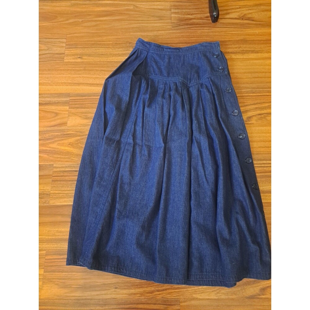 Vintage 1980's Breckenridge Button Down Denim Skirt Size 8 Cottage  Teacher Core